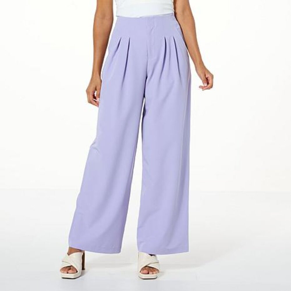 kathy ireland Lauren Wide-Leg Purple Trouser Pants Size 16 W